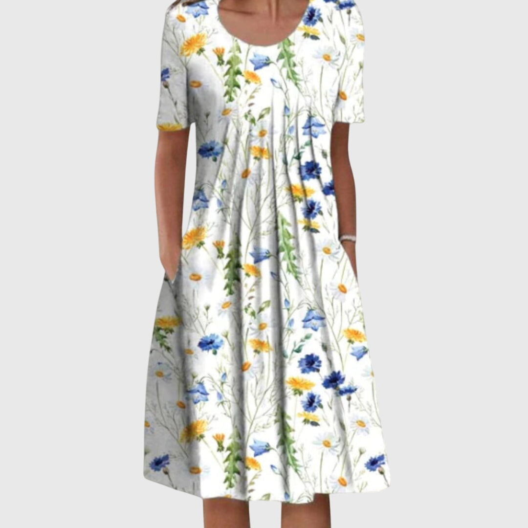 Lea | Elegantes Kleid mit Rundhalsausschnitt und Print
