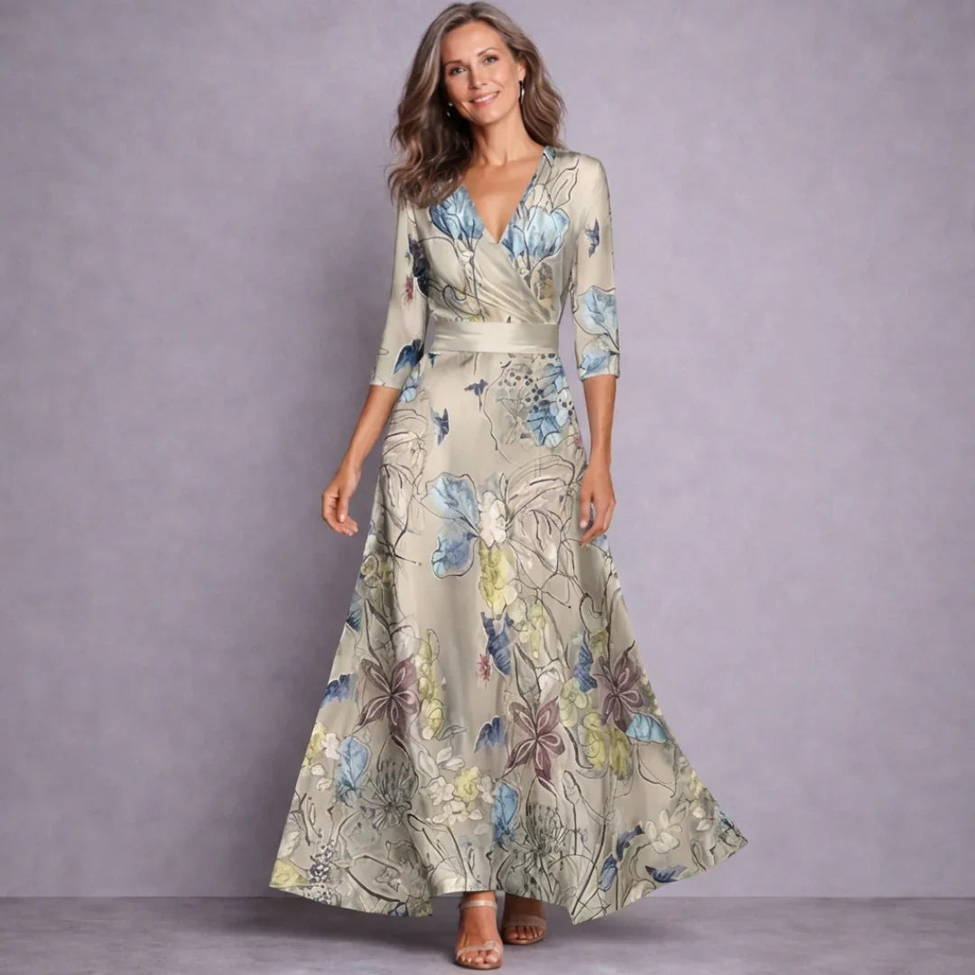 Emilia | Elegant Mid Sleeve Maxi Dress