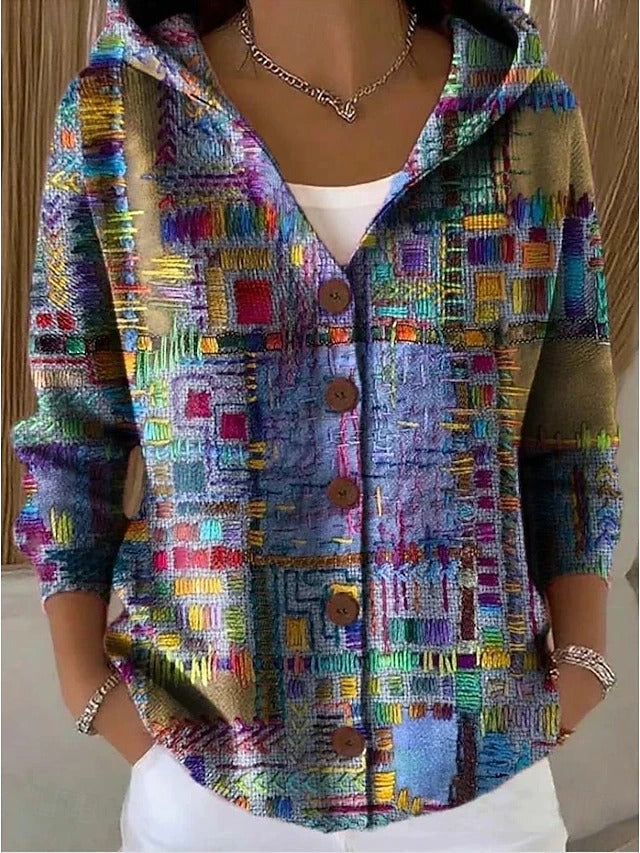 Nina | Eleganter Kapuzenpullover mit Knopfleiste