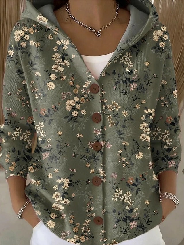 Nina | Eleganter Kapuzenpullover mit Knopfleiste