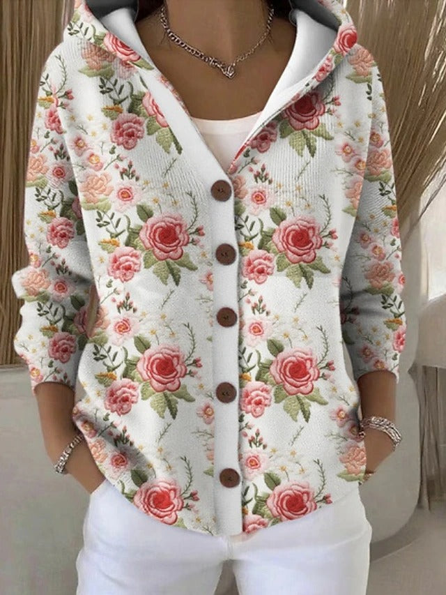 Nina | Eleganter Kapuzenpullover mit Knopfleiste
